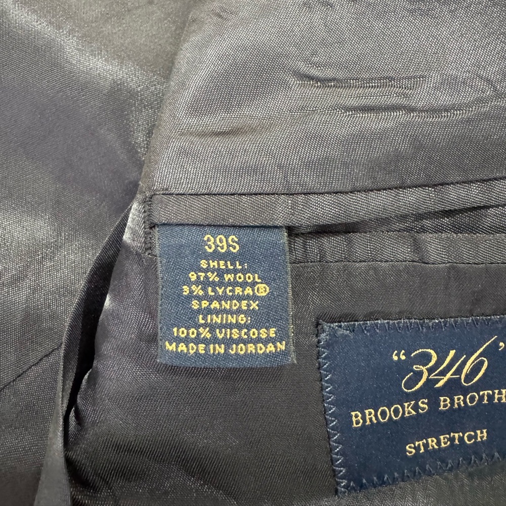 Brooks Brother Men Wool Black 346 Stretch Blazer Jacket Size 39S - Picture 5 of 7